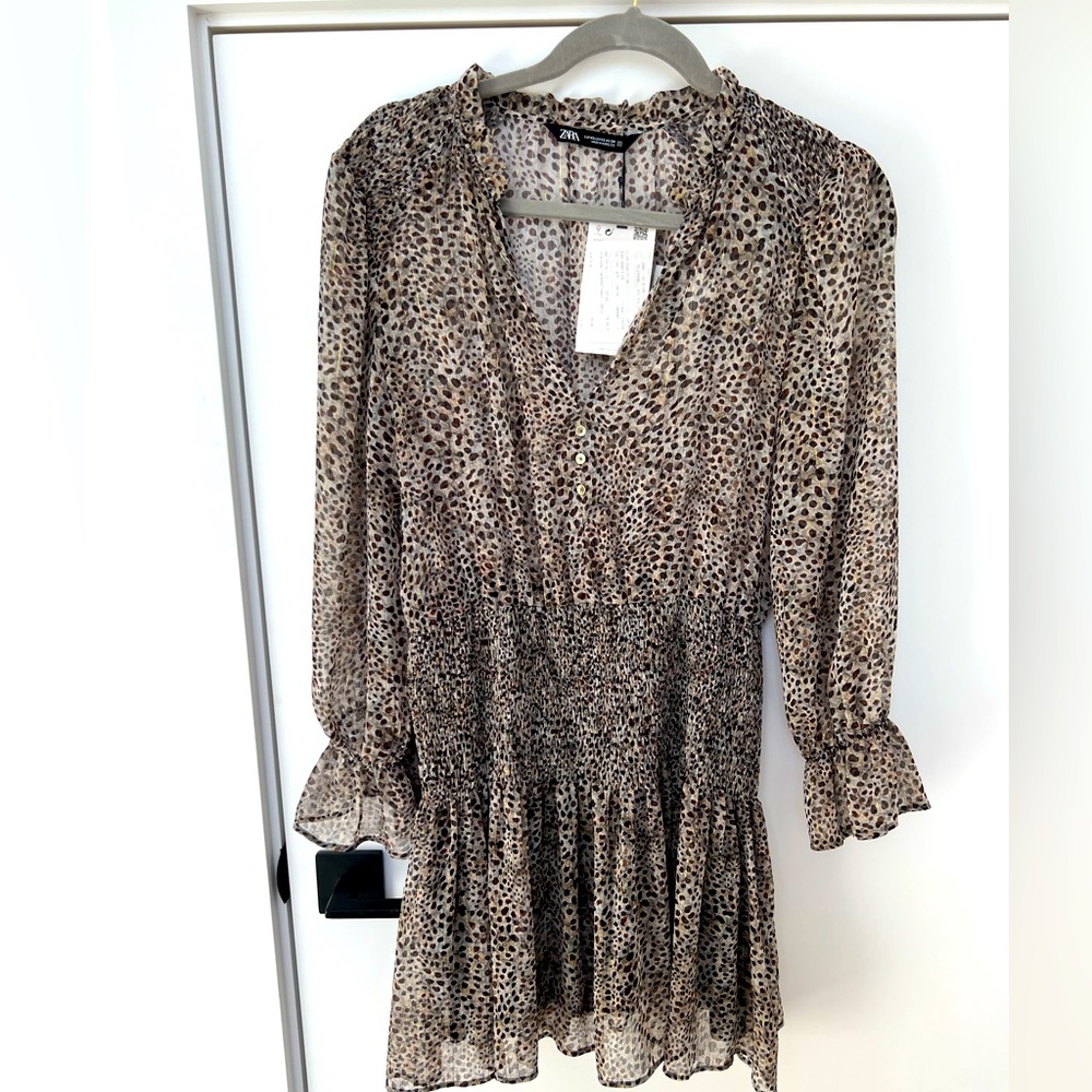 Zara leopard print sheet mini dress Brand New XS